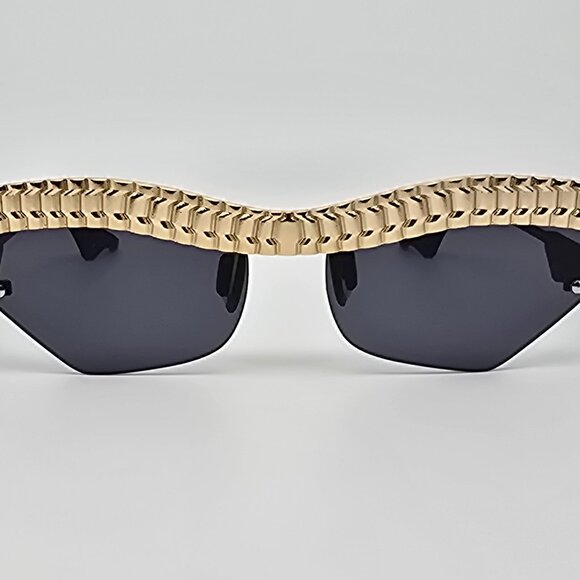 Christian Cowan Le Specs Watch Out Gold Black Frame Black Lens Sunglasses w Case main image 10
